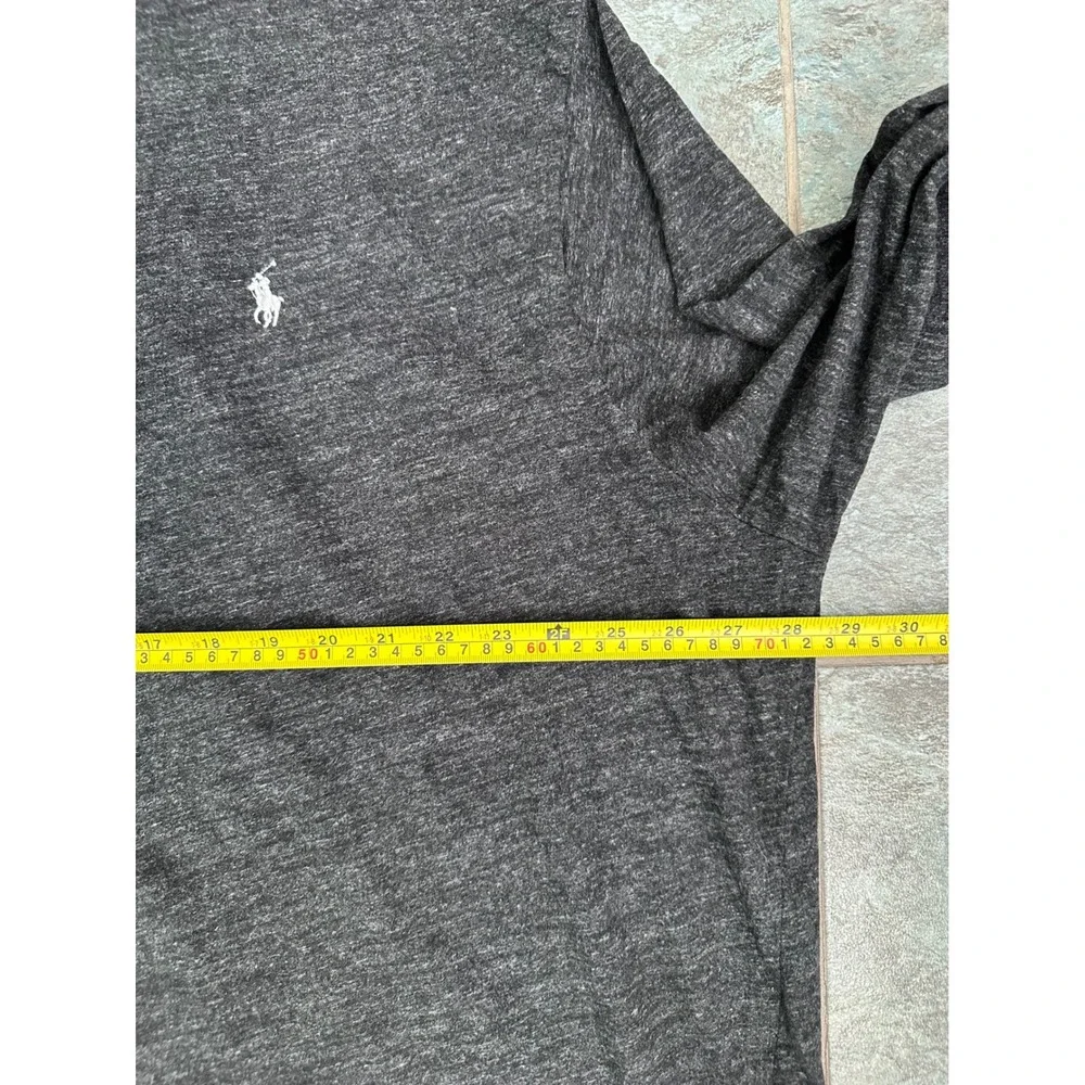 Polo Ralph Lauren Mens 4XB Charcoal Gray Heather Long Sleeve Hooded T-Shirt Pony